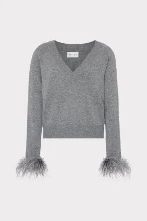 Feather Cuff V-Neck Sweater Placket Detailing Compression Fit Engineering
