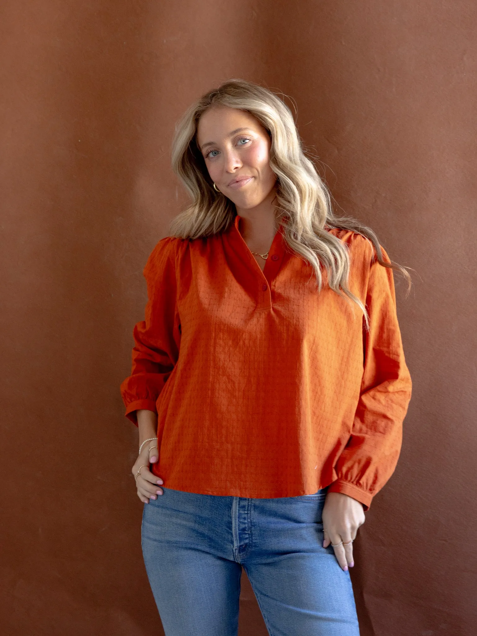 FlexFoamInserts Flatlock Seam Felicity Rust Blouse