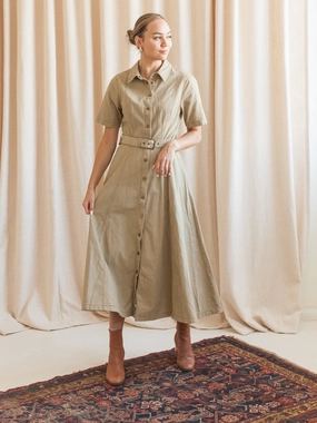 Felicity Belted Midi Dress Natural Layers