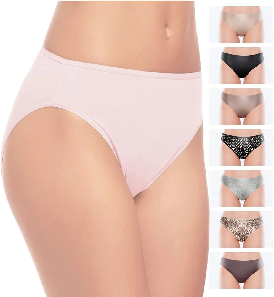 Felina Cotton Modal Hi Cut Panties - Sexy Lingerie Panties for Women - Underwear for Women 8-Pack