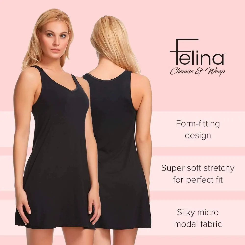 Felina Modal Tank Chemise and Wrap - Womens Loungewear, Posh Pajama Sets for Women - Lounge Set