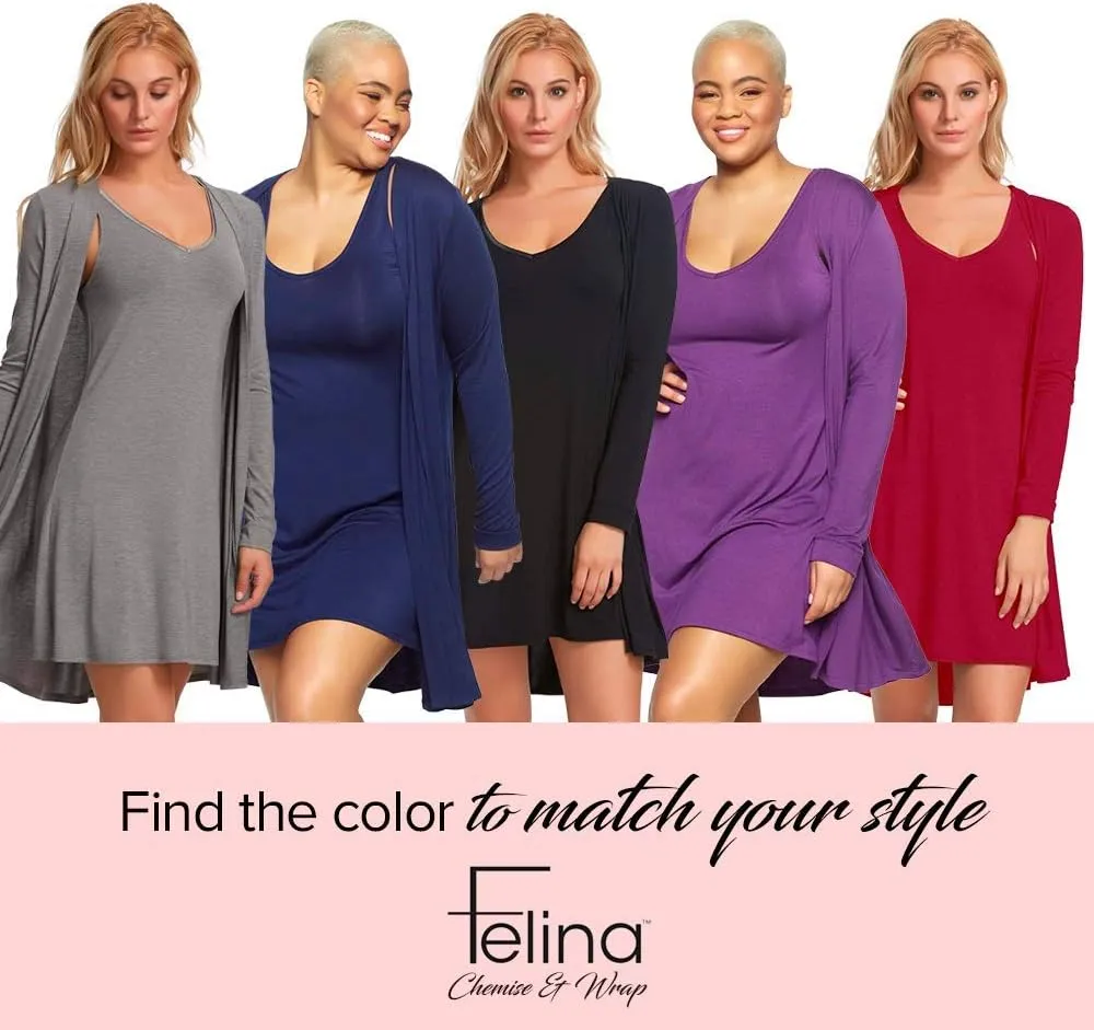 Felina Modal Tank Chemise and Wrap - Womens Loungewear, Posh Pajama Sets for Women - Lounge Set