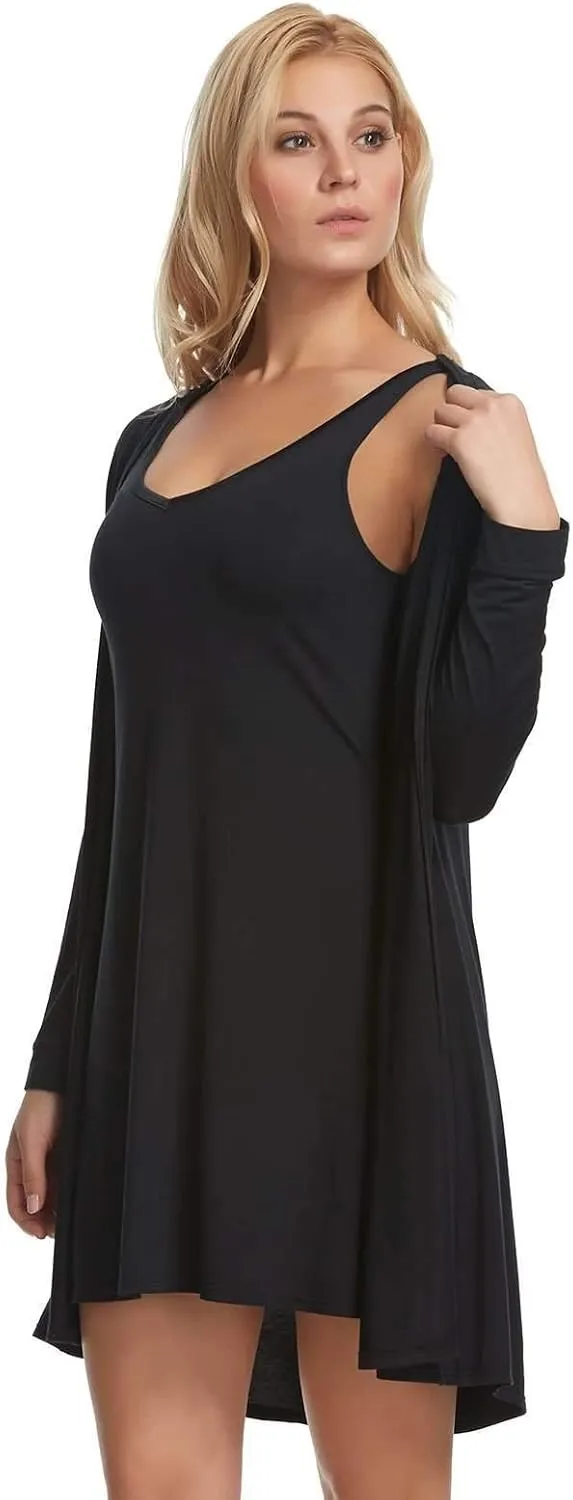 Felina Modal Tank Chemise and Wrap - Womens Loungewear, Posh Pajama Sets for Women - Lounge Set