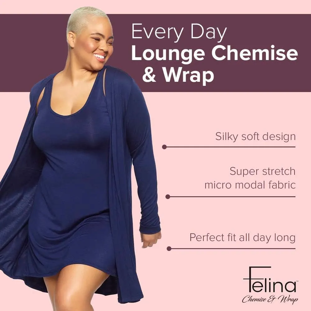 Felina Modal Tank Chemise and Wrap - Womens Loungewear, Posh Pajama Sets for Women - Lounge Set