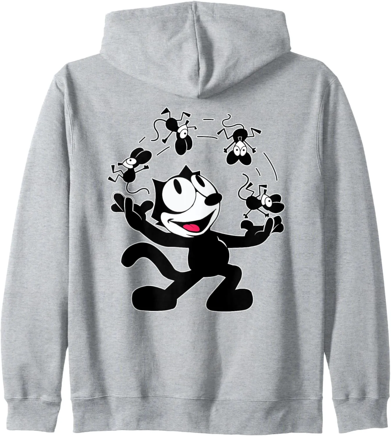 Felix Cat Juggling Mice Vintage Cartoon Retro Graphic Fun Zip Hoodie