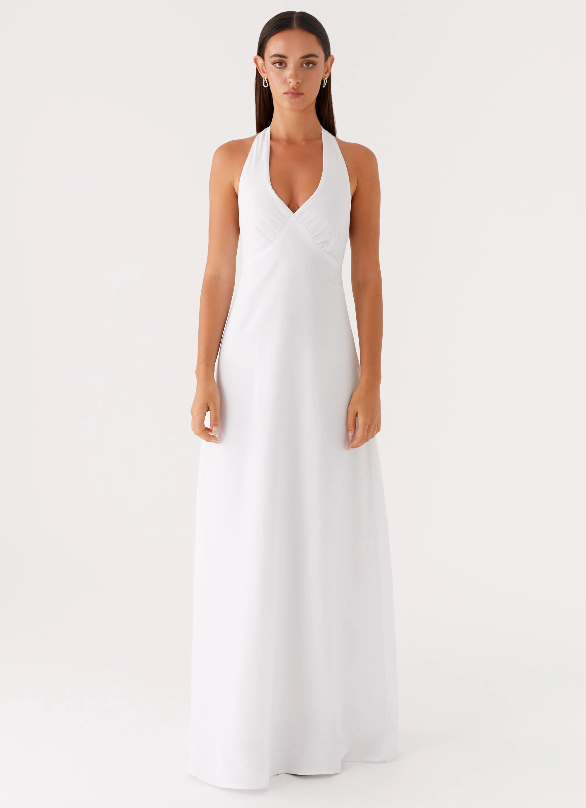 Heavy Hearted Linen Maxi Dress - White Bright Colors