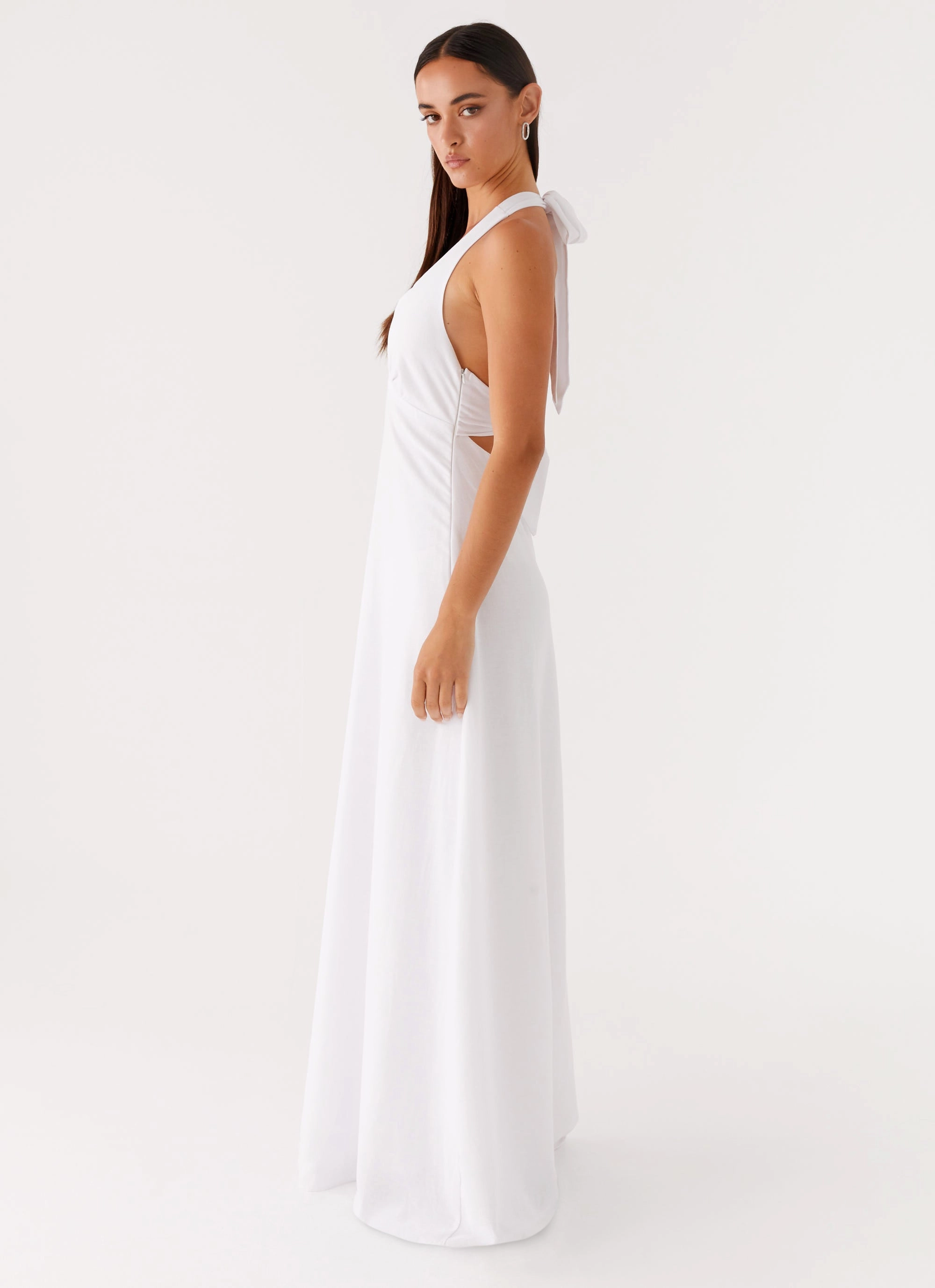 Heavy Hearted Linen Maxi Dress - White Work Chic