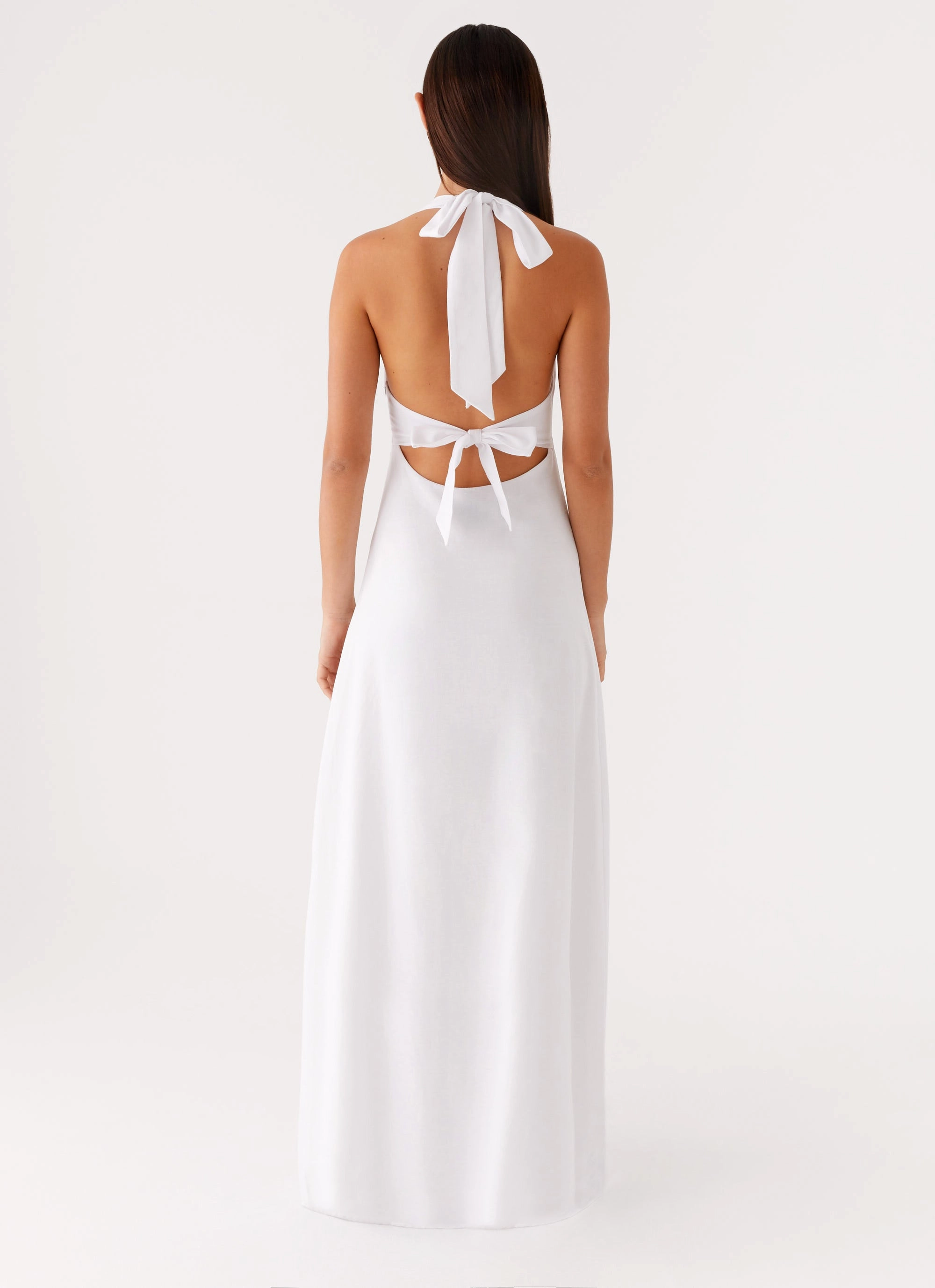 Chill Lines Heavy Hearted Linen Maxi Dress - White