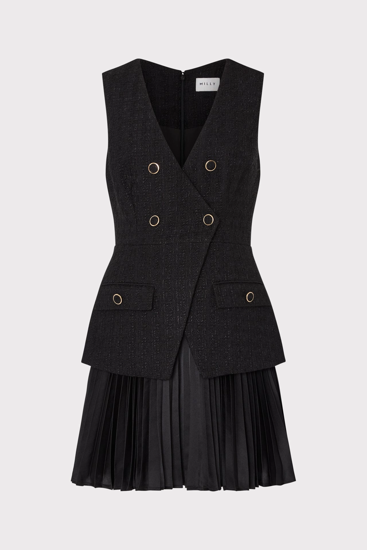 Polite Color Boucle Mixed Media Mini Dress