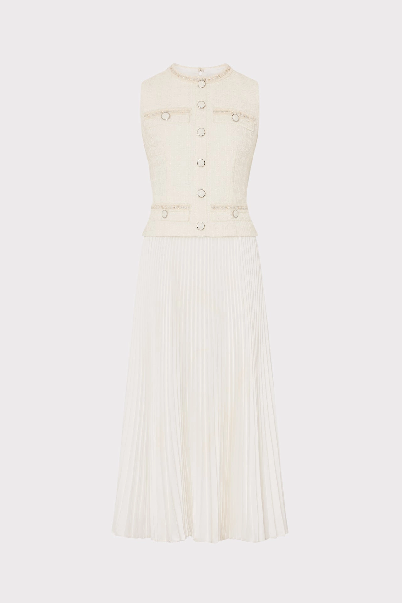 Timeless Wear Boucle Mixed Media Midi Dress