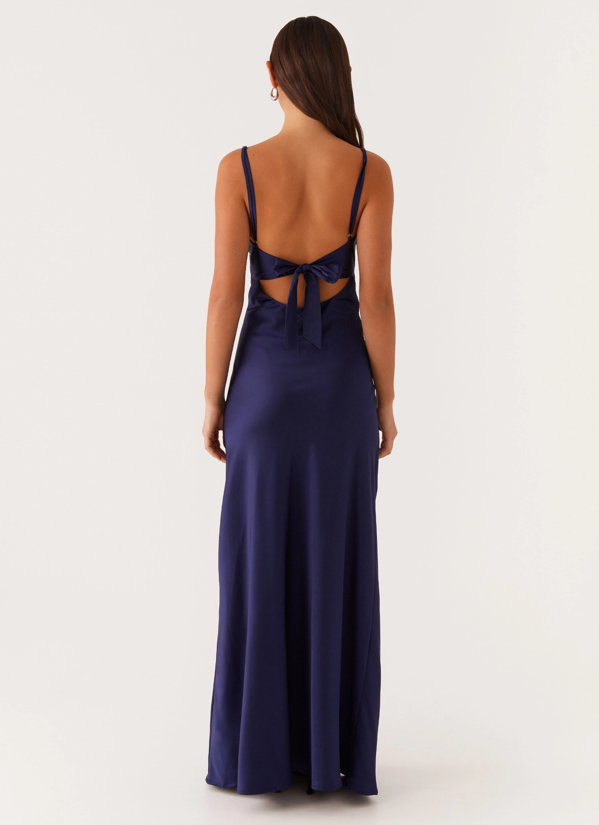 AntiStaticMaterial Flora Satin Maxi Dress - Navy