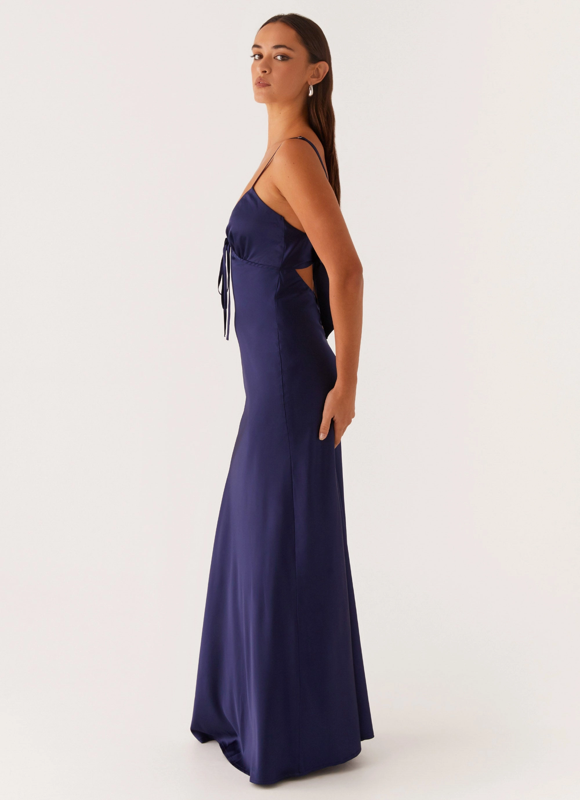 Flora Satin Maxi Dress - Navy Smart Fashion Chic Vibe