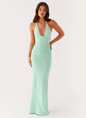 Tropez Knit Maxi Dress - Pastel Green Fall Flow Travel Edge