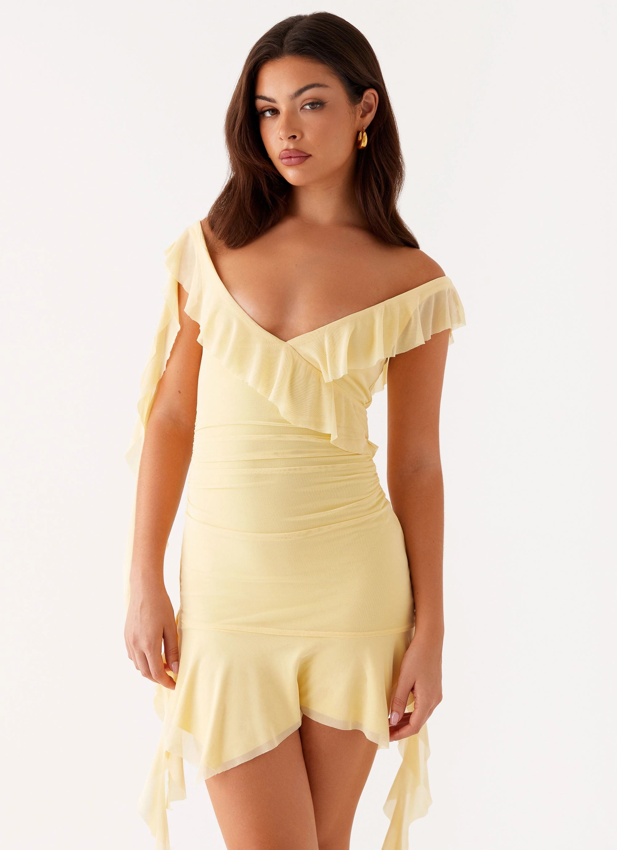 Roll Up Hem Shona Mini Dress - Yellow