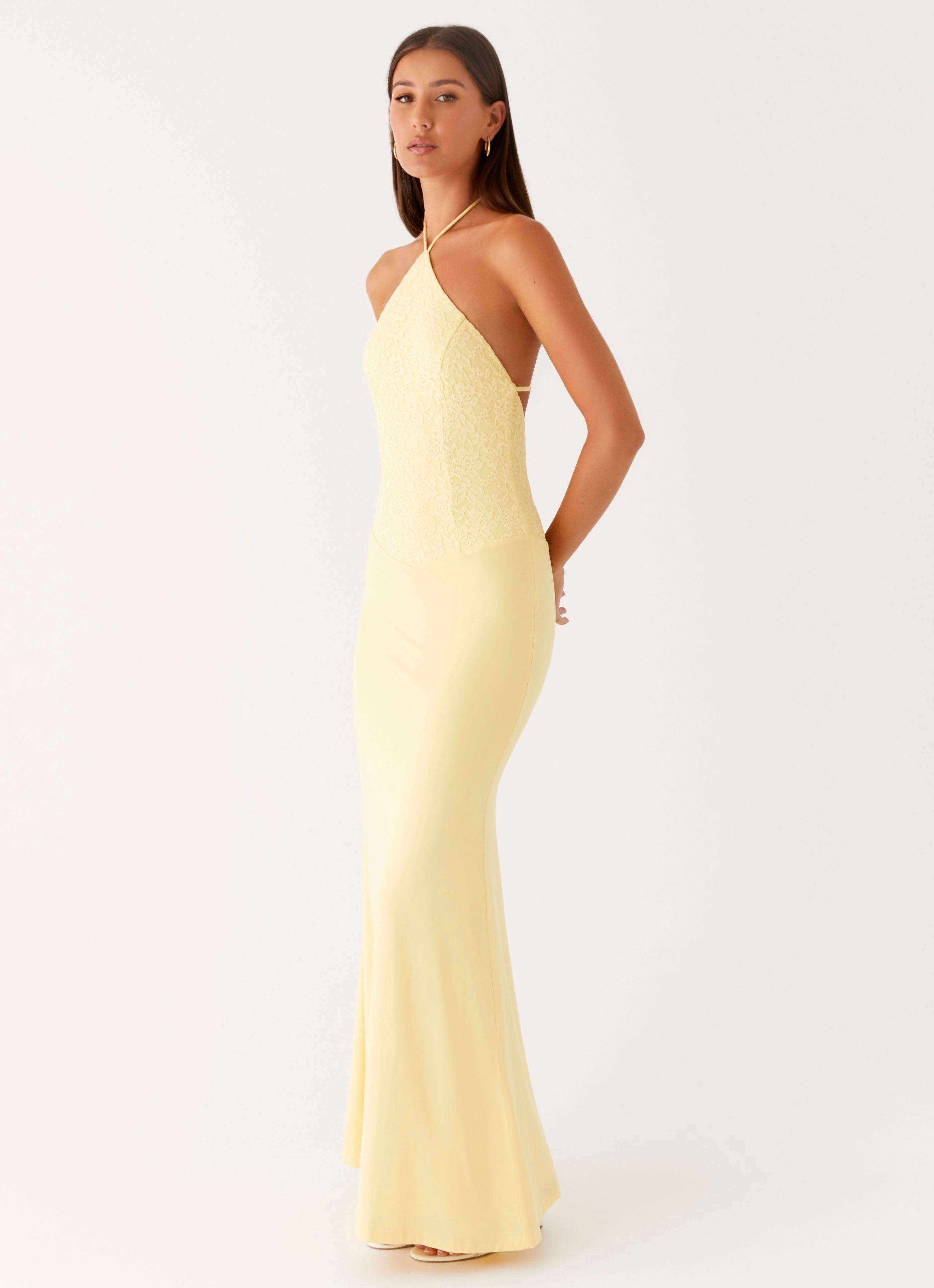Fiesta Halter Maxi Dress - Sunny Yellow Cool Palette