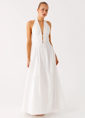 Chic Layers Figaro Halter Maxi Dress - White