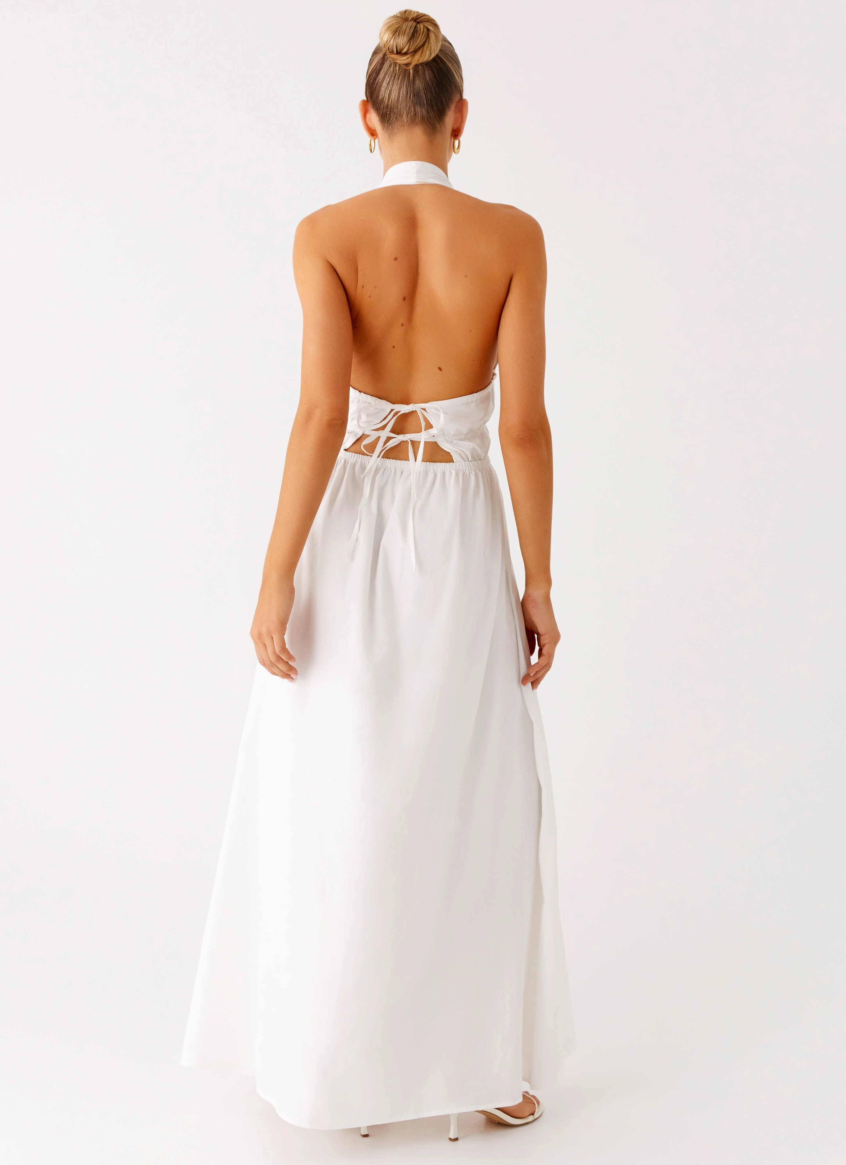Figaro Halter Maxi Dress - White Magic Day Light Cloud