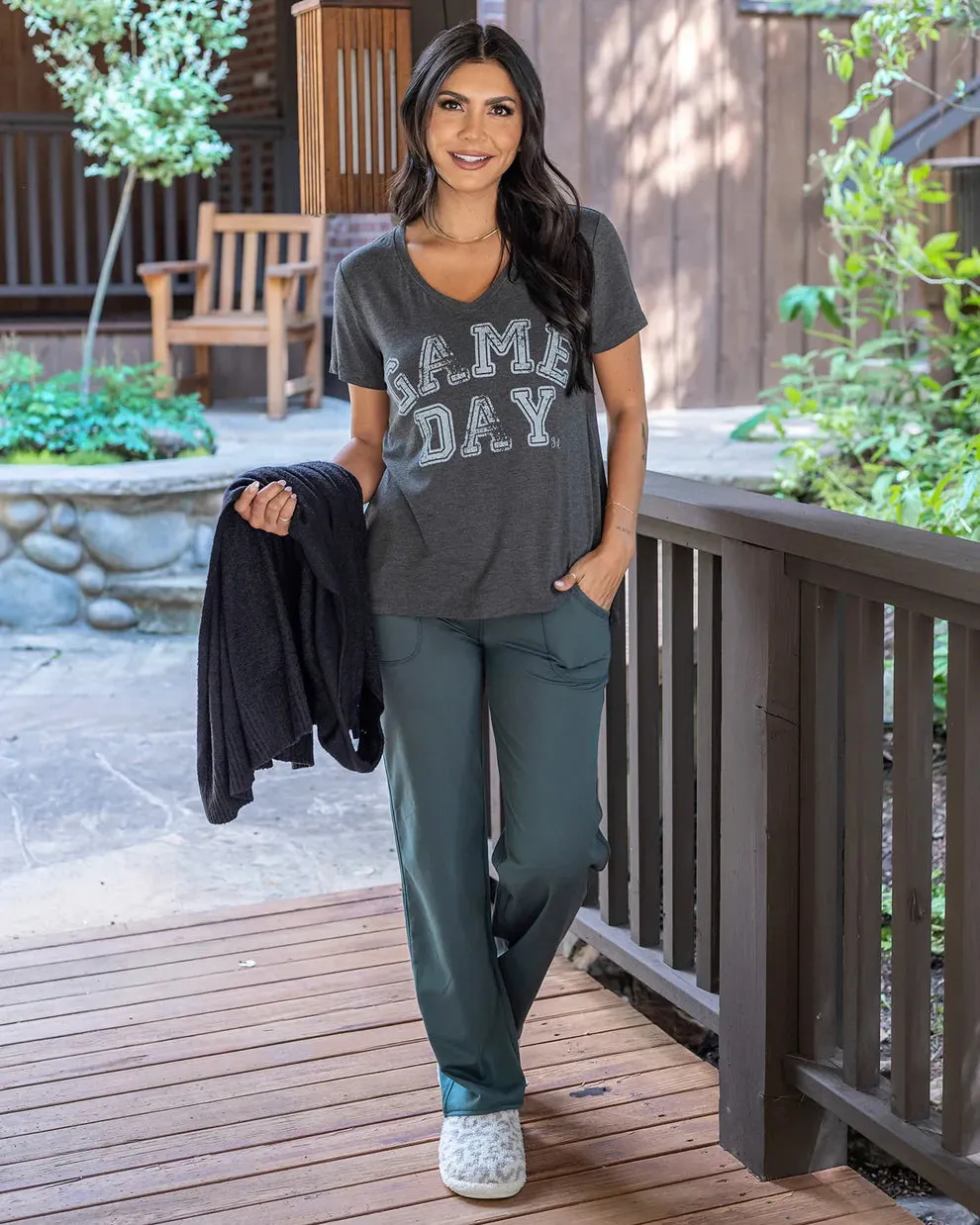*FINAL SALE* Grace & Lace | Fleece Lined Straight Leg Lounge Pants | Spruce Green