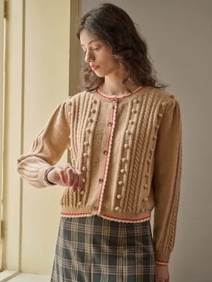 Four Way Stretch ??Final Sale??Adeline Sweet Round Neck Contrast Lace Cardigan