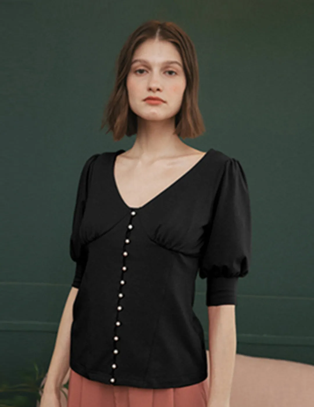 ??Final Sale??Alice V-Neck Cottons Blouse StretchFit Design