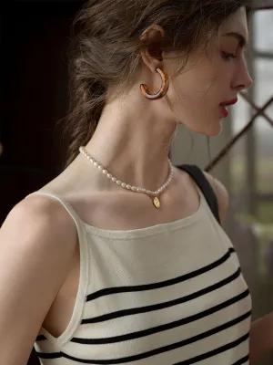 Reinforced Hem ??Final Sale??Charlee Simple Square Neck Striped Sling Knitted Top