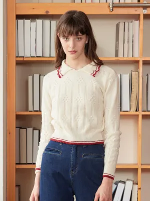 DoubleStitched ??Final Sale??Eloise Peter Pan Collar Ribbed Wool Sweater