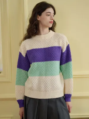 Fashionable Look PunctureResistantReinforcement ??Final Sale??Esther Color-Blocked Ribbed Cozy Sweater