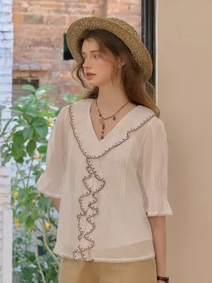 ??Final Sale??Imani V-Neck 100% Cotton Top ReinforcedHem