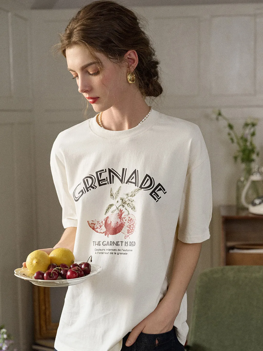 LightweightDesign Sustainable Manufacturing ??Final Sale??Kensley Round Neck Pattern T-shirt