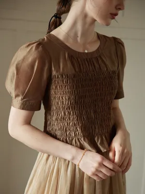 LayeredNeckline ??Final Sale??Lillie Vintage Court Ruffle Puff Sleeve Blouse