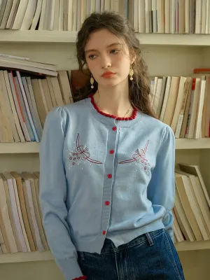 ??Final Sale??Soleil Standing Collar Embroidered Colour Clash Sweater Cardigan Quick Dry Technology Moisture wicking