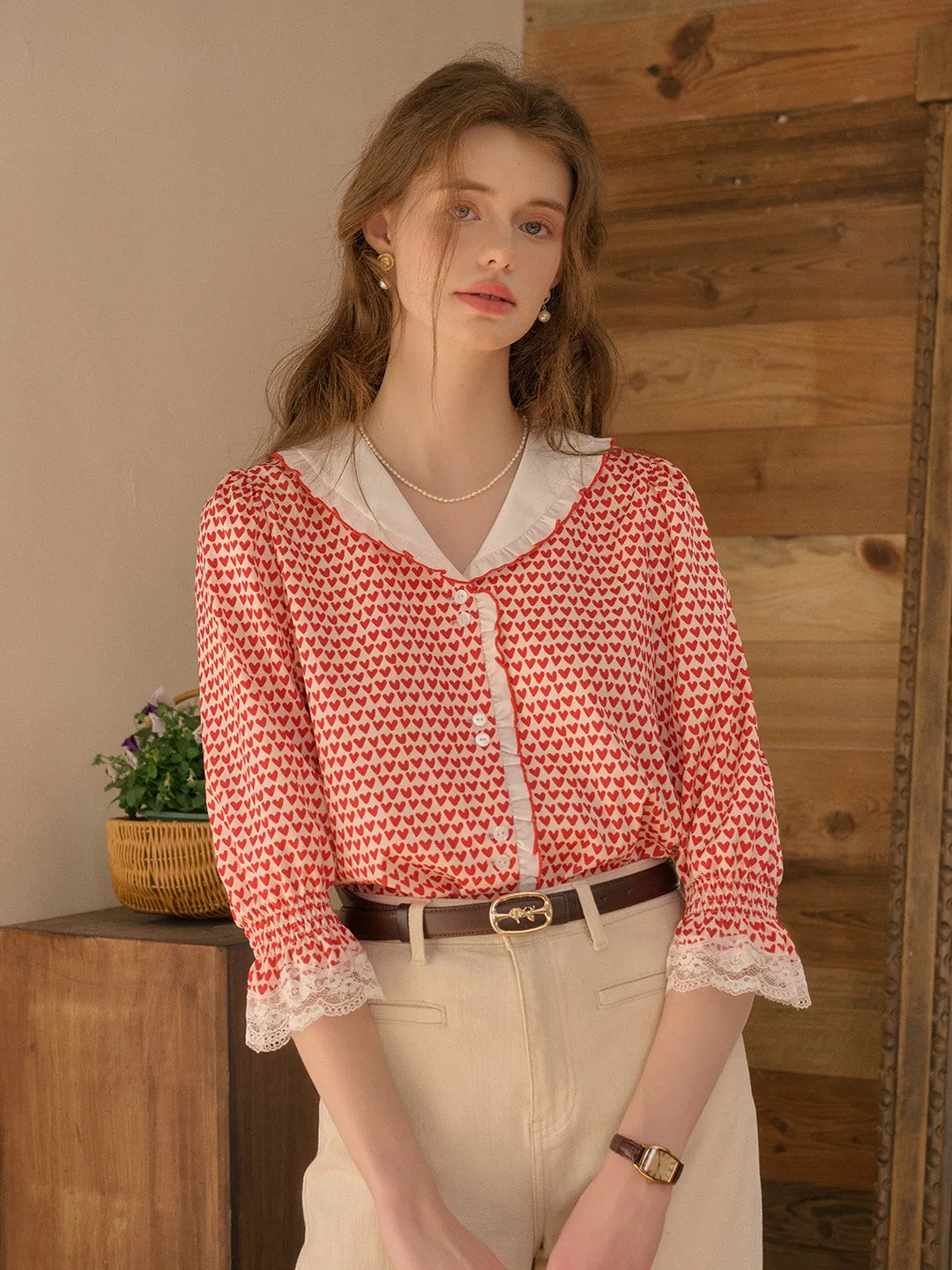 ??Final Sale??Yoyo V-Neck Heartcore Blouse Active Tee AdjustableCuffSystem