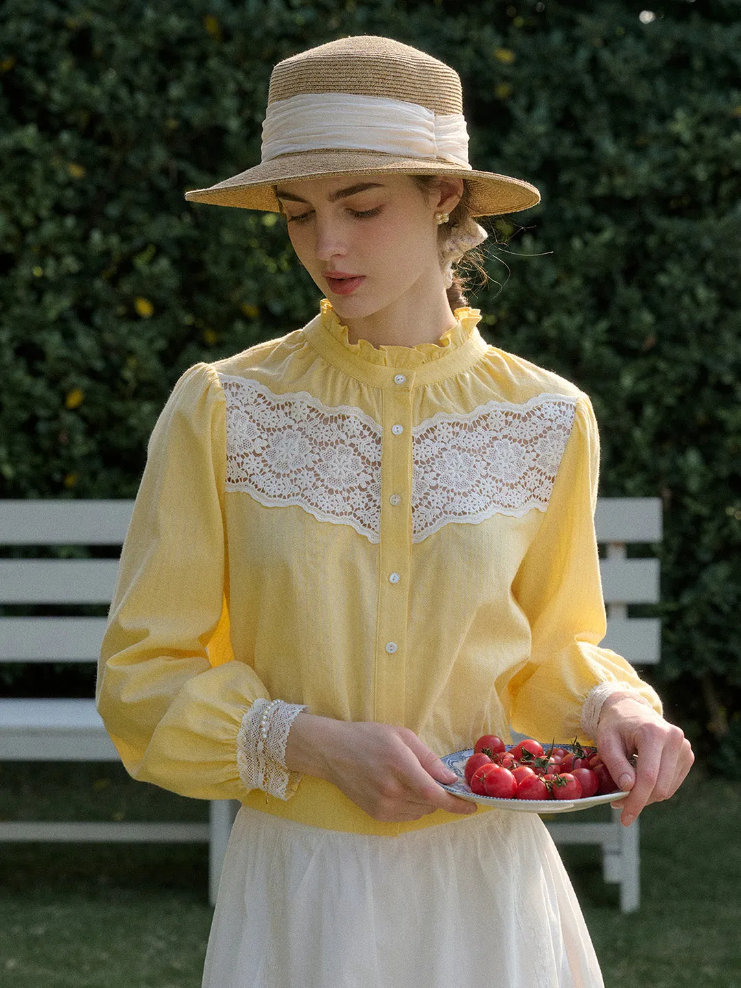 Relaxed Tee ??Final Sale??Zahara Stand Collar 100% Cotton Blouse