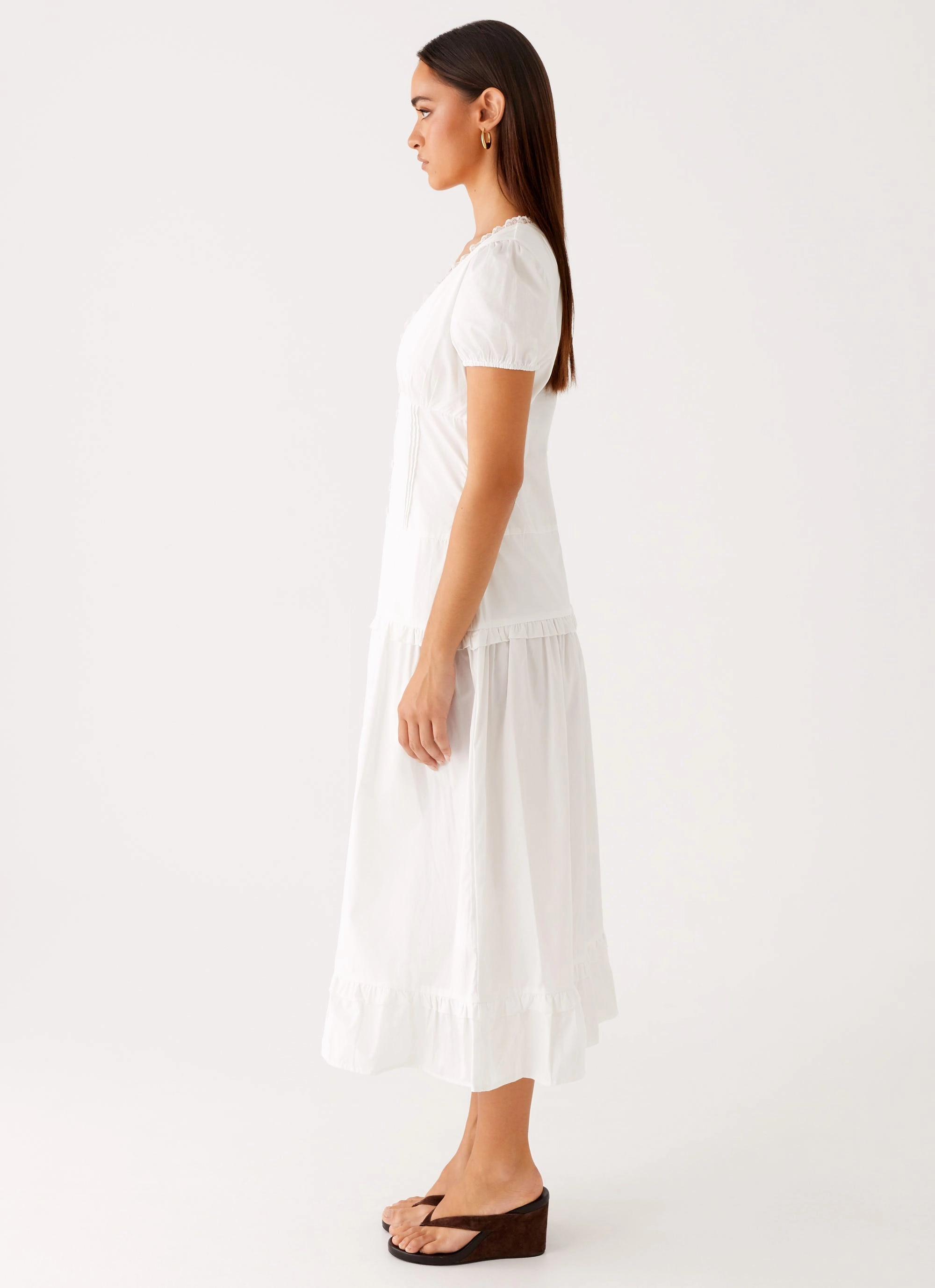 High Neck London Midi Dress - White