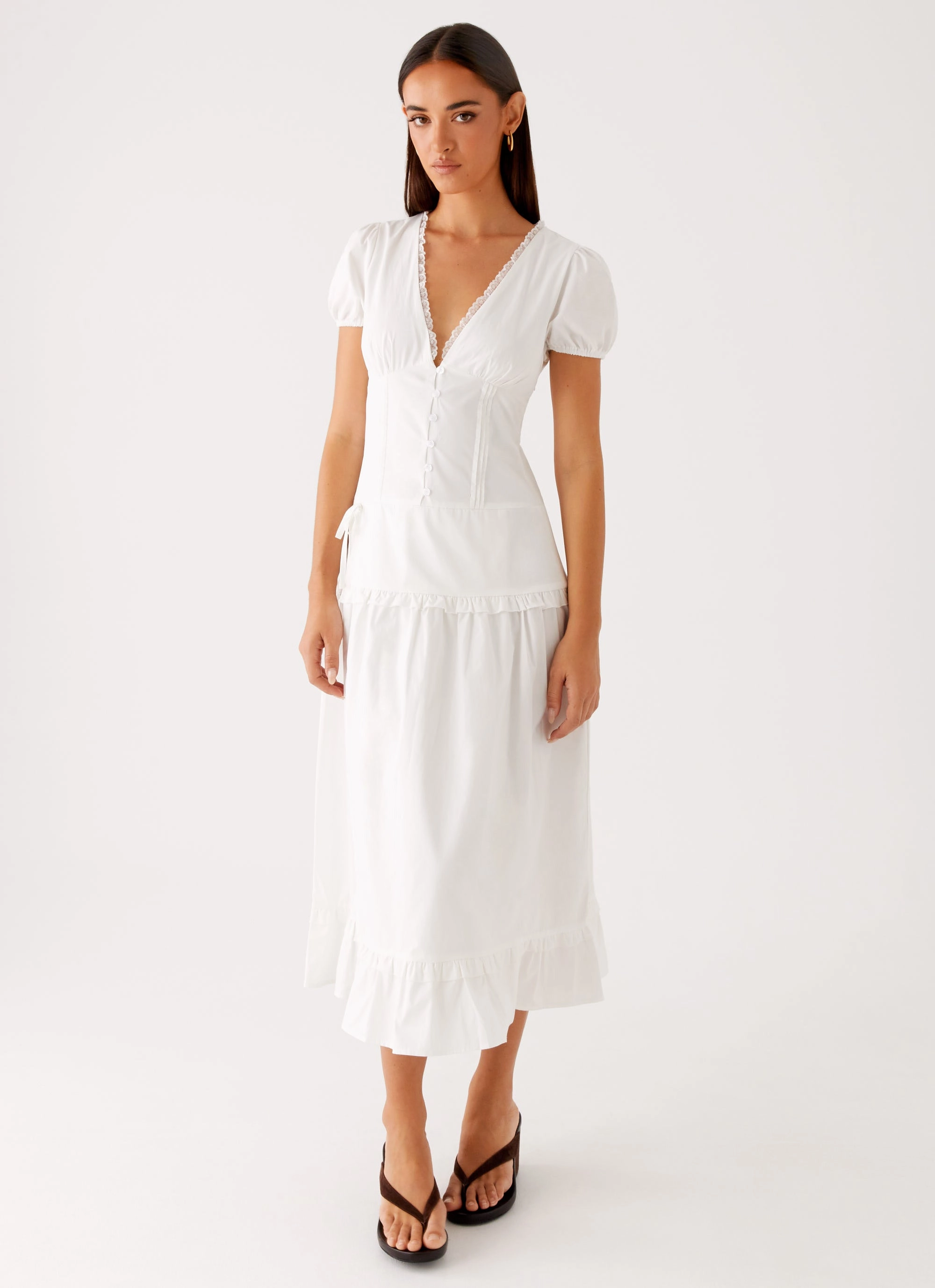 Tassel-Detail SmoothEdgeFinish London Midi Dress - White