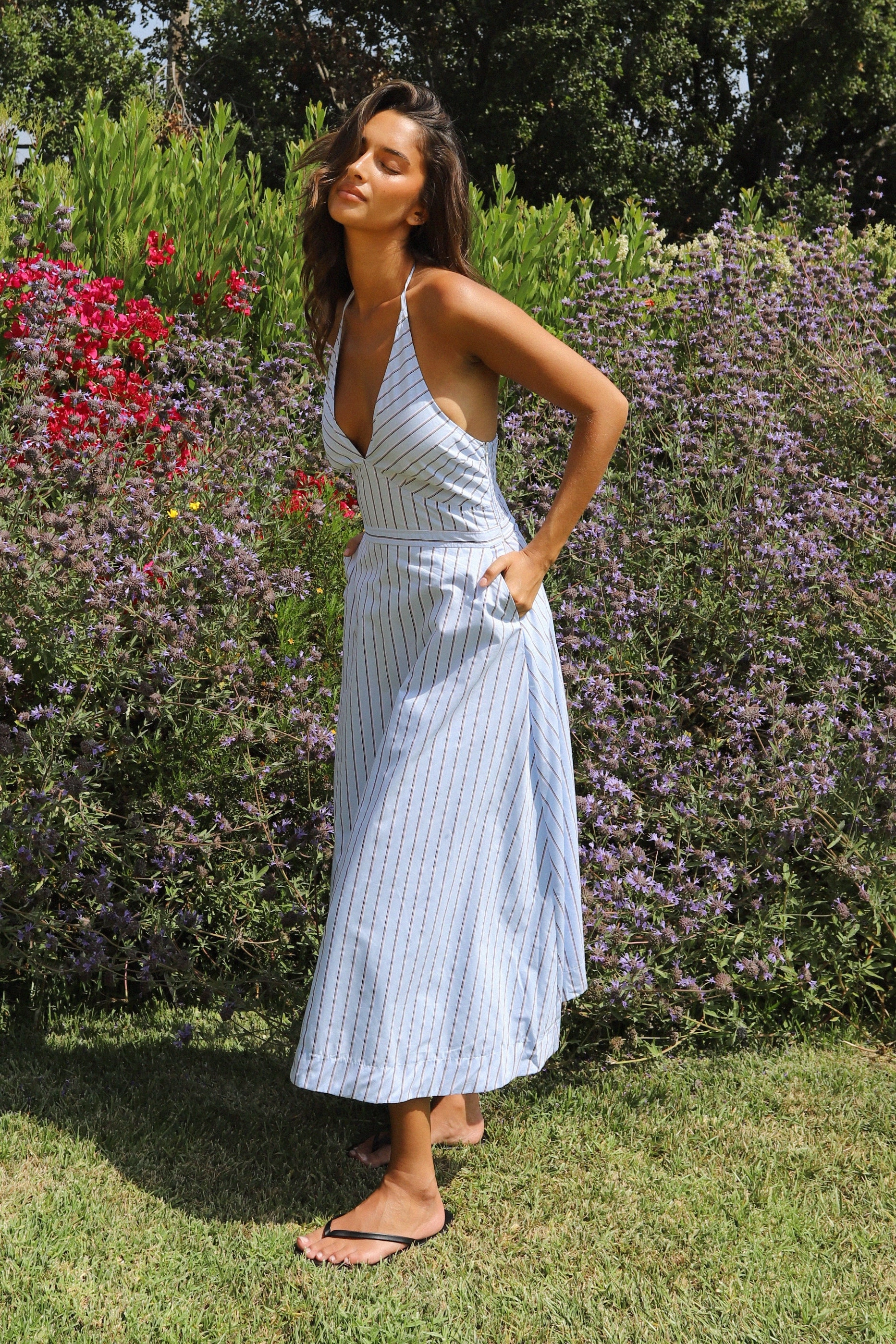 Chill Style Mia Striped Halter Midi Dress