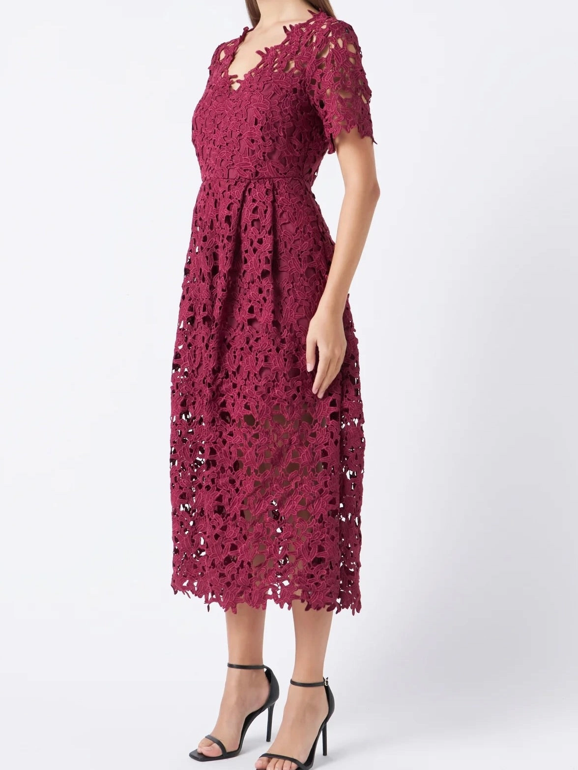 Lauren Lace Dress Lazy Pick Fold-Over-Detail