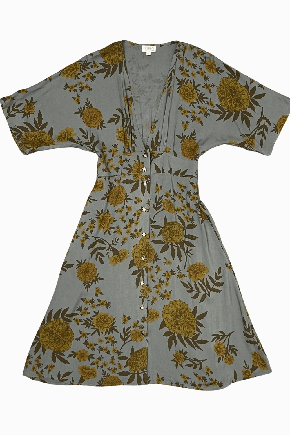Calm Mood Social Ease Finley Dress in Slate Marigold