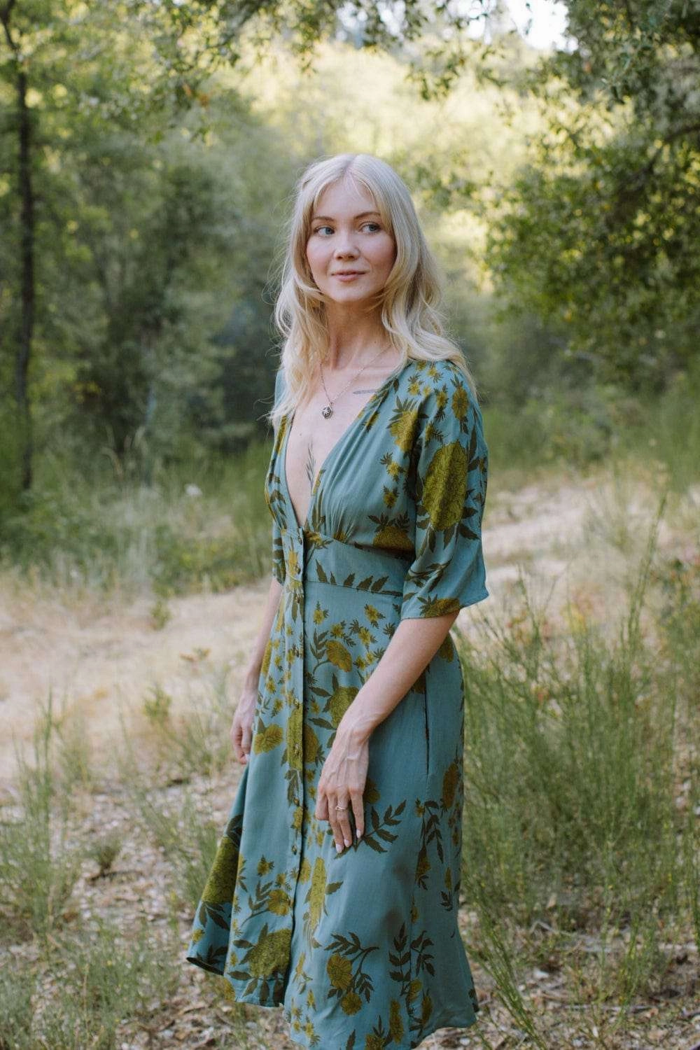 Luxurious Feel Finley Dress in Slate Marigold