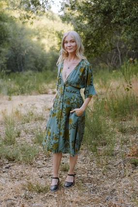 Finley Dress in Slate Marigold Soft Hue