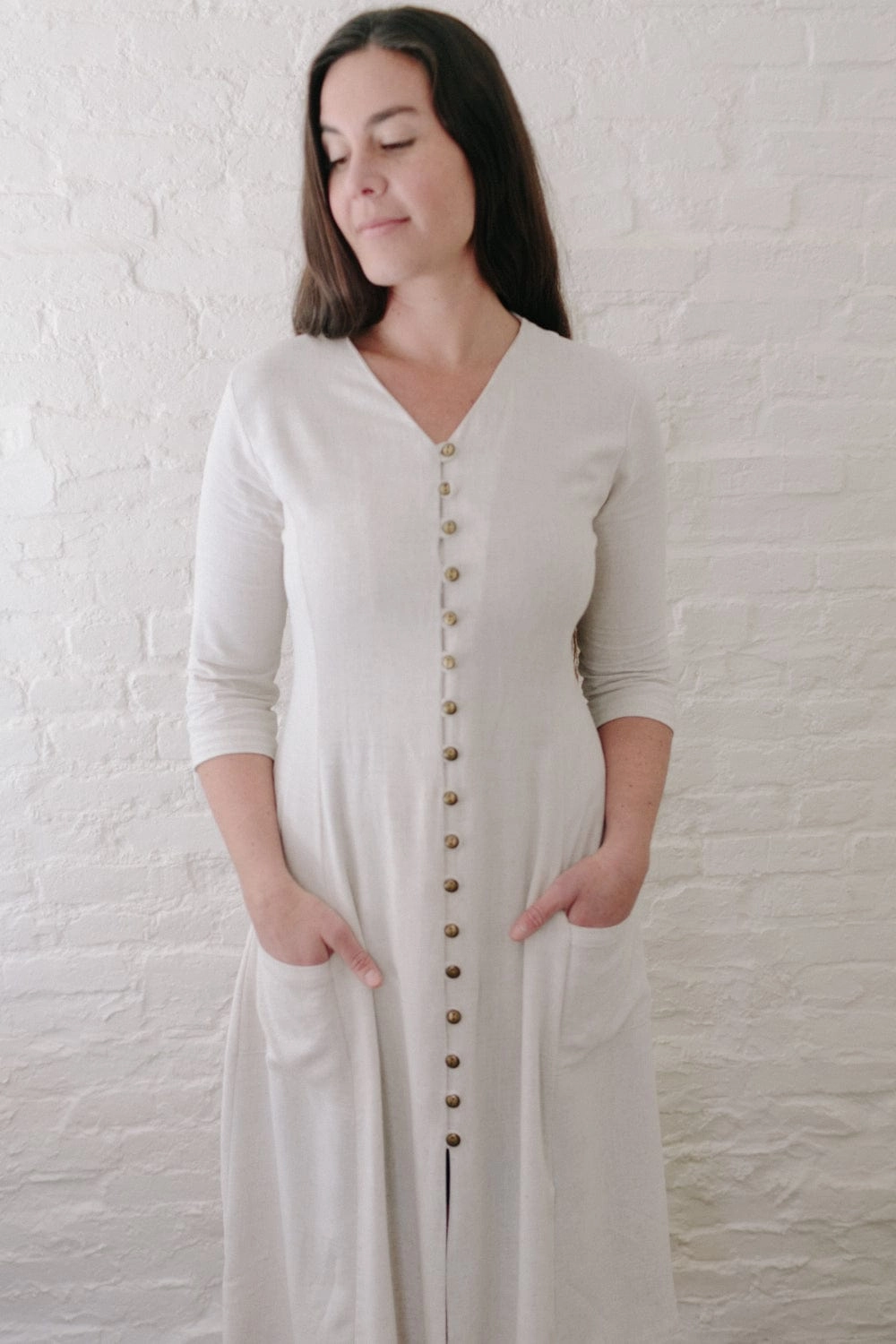 Work Flex Quiet Glow Fiona Dress in Oat Linen