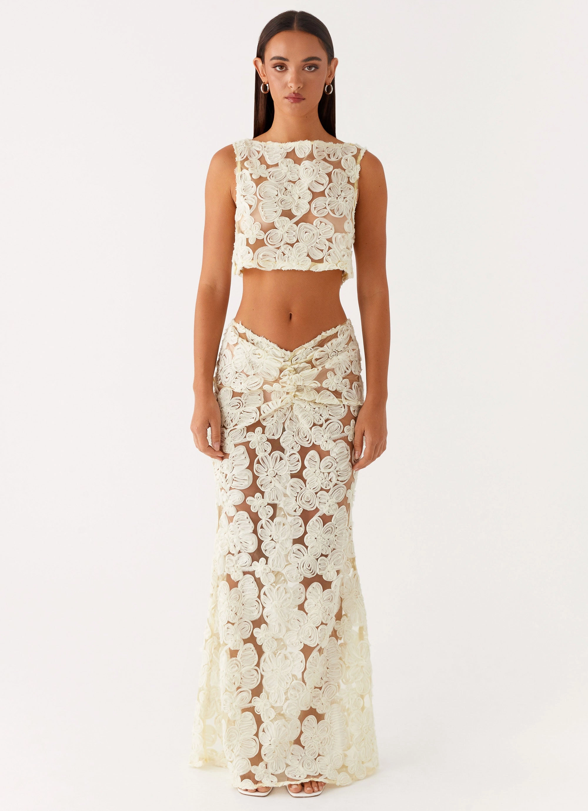 Fiorella Floret Maxi Skirt - Yellow Minimalist Trim