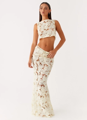 Fiorella Floret Maxi Skirt - Yellow Striped Design Comfortable Feel
