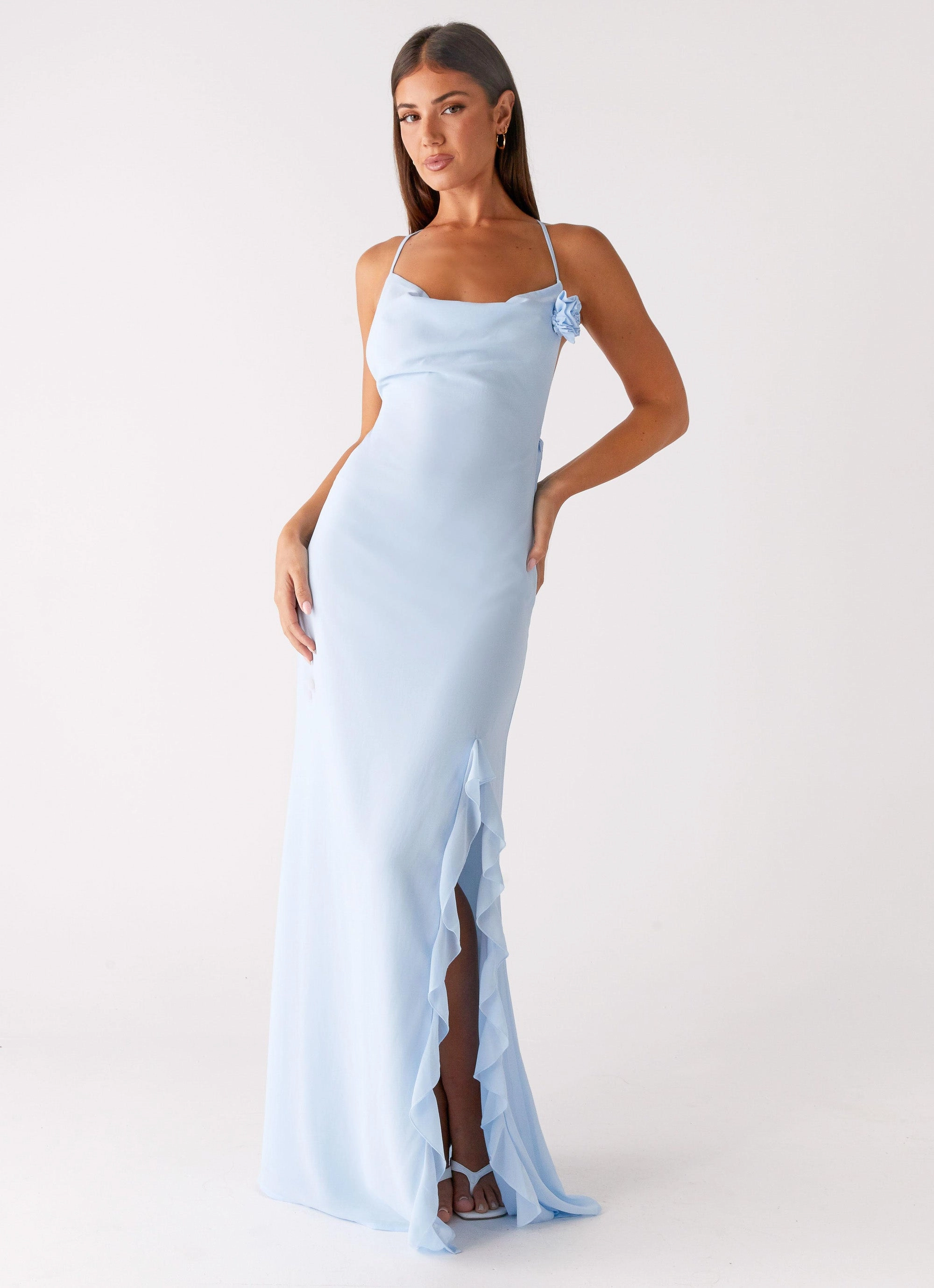 Polished Cut First Class Maxi Dress - Blue