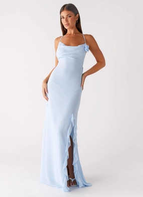 Polished Cut First Class Maxi Dress - Blue