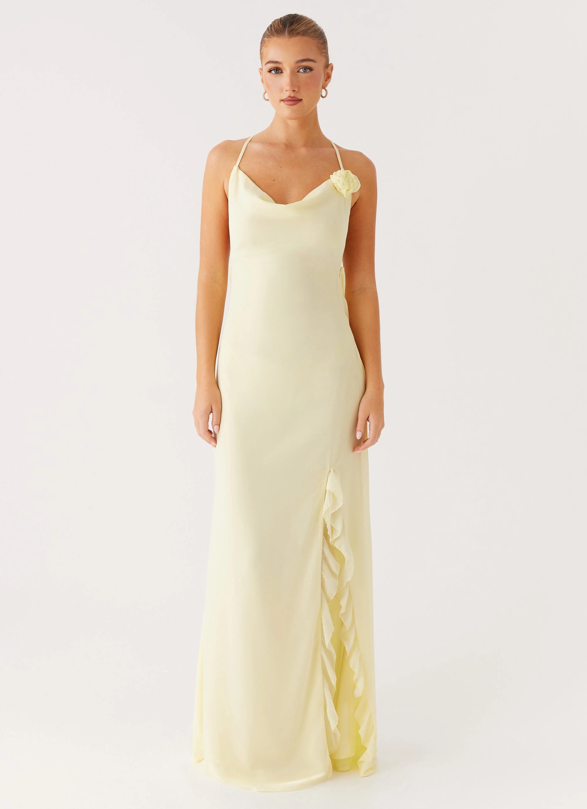Textured Surface Durable-Fabric First Class Maxi Dress - Yellow