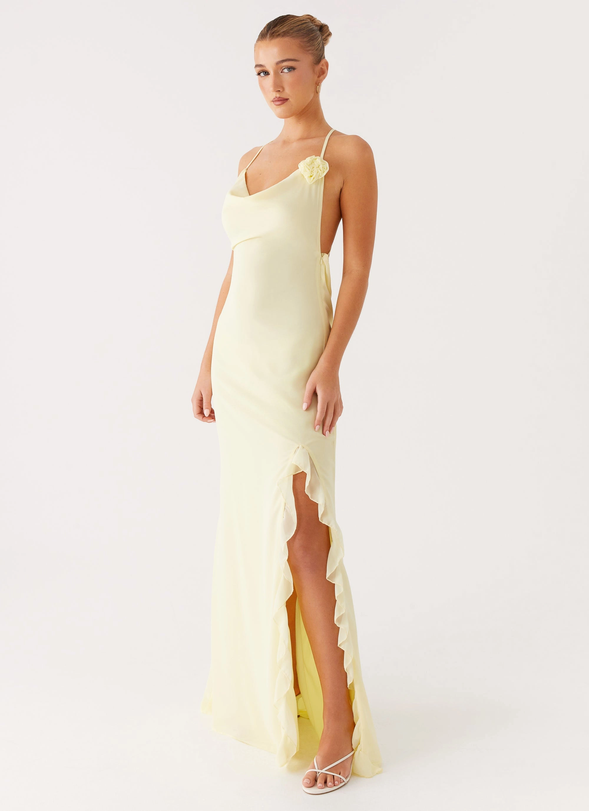 Geometric-pattern Slimming Shape First Class Maxi Dress - Yellow