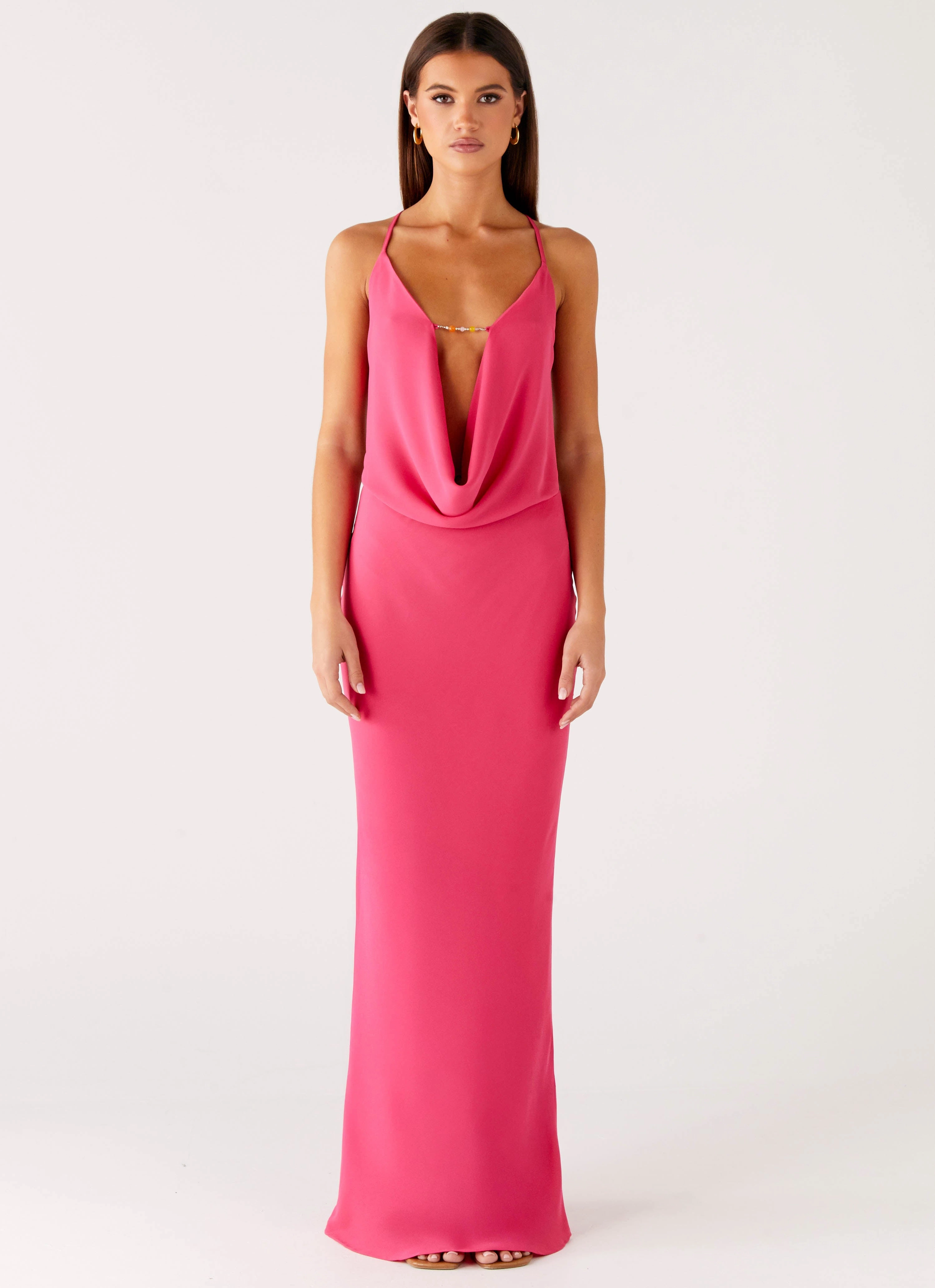 Pure Heart Cowl Maxi Dress - Fuchsia Perfectly Tailored