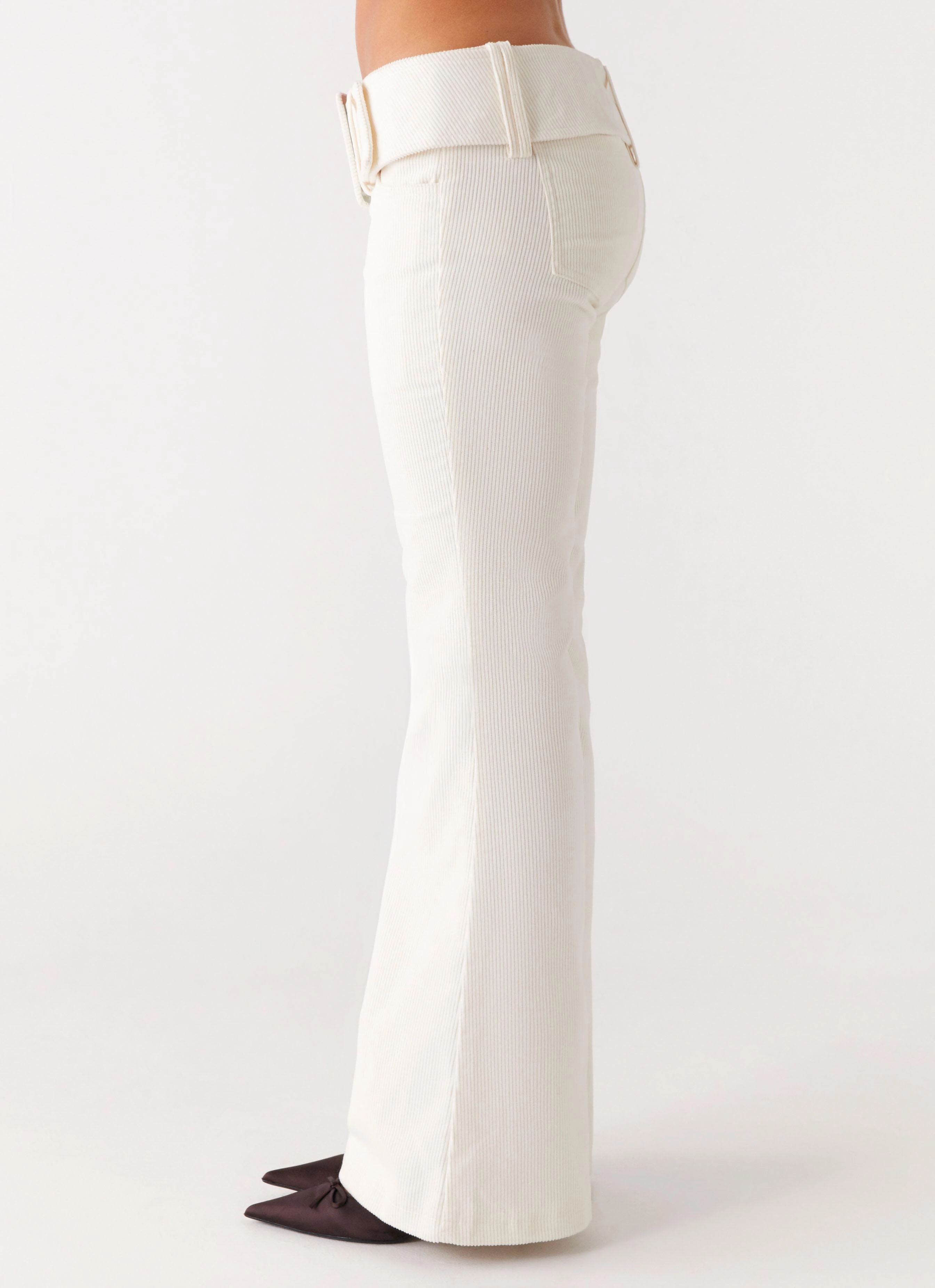 Zadie Low Rise Cord Jeans - Pearl Anti Sagging Technology Comfortable Appearance