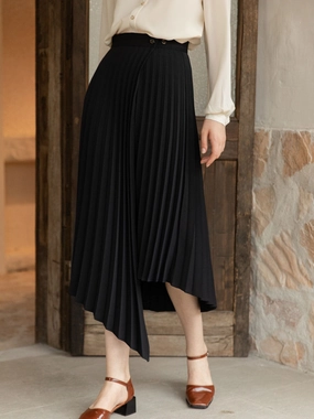 Nyla Chiffon Irregular Pleated Skirt Comfortable Fabric Flat Lock Stitching